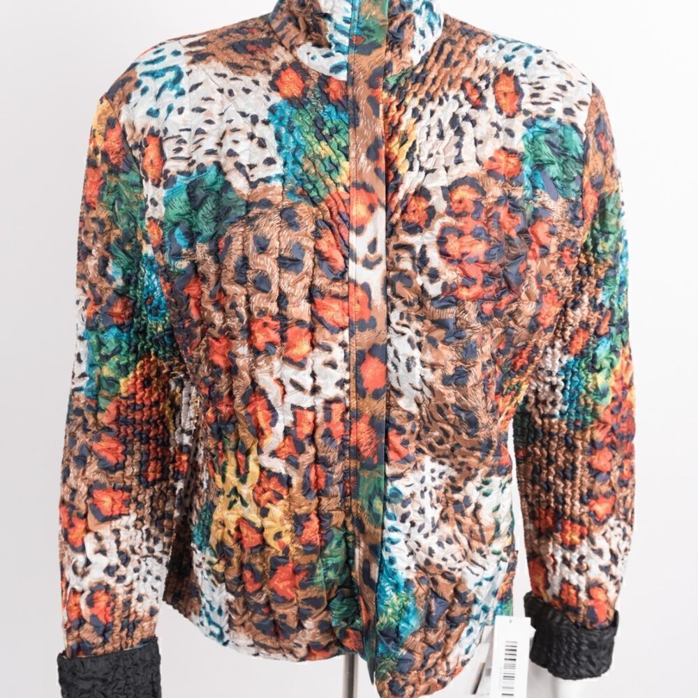 Crinkle Jacket Shirt Animal Tiger Print Reversible